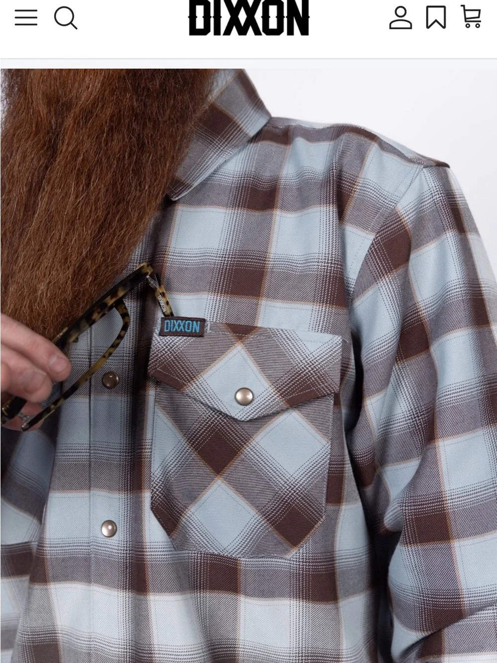 DIXXON Men's Blue and Gray Plaid Button-Down Shirt - Picture 2 of 3